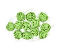 PATIKIL Teste Fiori Artificiali Mini Rosa 0.98", 144Pz Bulk Stelo Schiuma Rose Finte con Garza per Bouquet da Sposa Boutonniere Decorazioni per Torte Artigianato Casa Festa, Verde