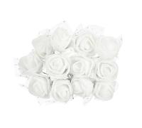 PATIKIL Teste Fiori Artificiali Mini Rosa 0.98", 144Pz Bulk Stelo Schiuma Rose Finte con Garza per Bouquet da Sposa Boutonniere Decorazioni per Torte Artigianato Casa Festa, Bianco
