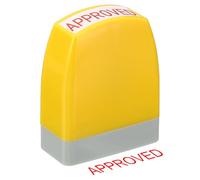 PATIKIL Timbro Approvato Autoinchiostrante, Timbri per Ufficio con Inchiostro Rosso Timbro per Messaggi Preinchiostrato Timbro Aziendale Ricaricabile Stile 1, Giallo