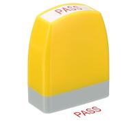 PATIKIL Timbro di Avviso di Controllo Passaggio Autoinchiostrante, Timbri Ufficio con Inchiostro Rosso Timbro per Messaggi Preinchiostrato Timbro Aziendale Ricaricabile Stile 1, Giallo