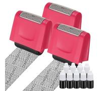 PATIKIL Timbro Rotativo Protezione Identità, 3Pezzi 1.7" Timbro Rotativo Riservato Privacy ID Timbro Rotativo Polizia per Sicurezza ID Indirizzo con 9Pezzi Ricariche, Rosso Rosa
