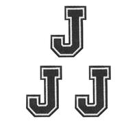 PATIKIL Toppe Termoadesive Lettere, 3Pz Toppa Ricamate in Ciniglia con Lettere Adesive per Tessuti Riparare Jeans Vestiti Borse Cappello Camicie e Lavori Artigianali, Alfabeto Nero J