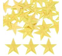 PATIKIL Toppe Termoadesive per Abbigliamento da 30mm, 30Pz Patch a Stella Termoadesive Cucite Ricamate per Decorazione Abbigliamento Zaino Cappello, Giallo Chiaro