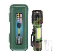 PATIKIL Torcia Elettrica a LED Scalabile, 3 Modalità Torcia Elettrica ad Alta Luminosità in Alluminio Luce Bianca Torcia Ricaricabile USB per Escursioni Campeggio, Verde Camouflage