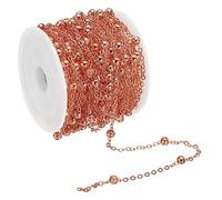 PATIKIL Totale 10m / 33 Piedi Perline Catena con Bobina, Ottone Catena Collegamento per Gioielli Creazione Fai da Te Collana Braccialetto Accessori, Rosa Oro