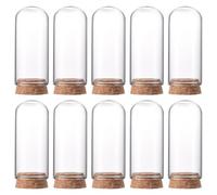 PATIKIL Trasparente Cloche Vetro Cupola 10pz Vetro Campana Barattolo Espositore Centrotavola con Sughero Base per Luce LED Piante Decorazioni per Casa 2.76x1.18