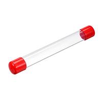 PATIKIL Trasparente Rigido Tubo Rotondo Plastica Tubo 305mm 12" Lunghezza | 1 Set, con Rosso Gomma Cappucci Policarbonato Acqua Tubo, 23mmx25mm/0.91"x1"