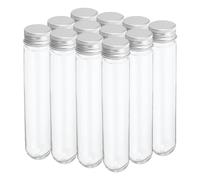 PATIKIL Tubi di Plastica da 80 Ml Tappi Vite, 12Pz 156x30mm Decorazioni Scientifiche, Conservazione di Caramelle, Perle, Sale da Bagno, Uso Laboratorio, Tonalità Argento
