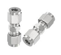 PATIKIL Unione Raccordo Tubo a Compressione in Acciaio Inossidabile 304 1/4" ID x 9/16" OD, 2 Pz Connettore Dritto per Tubi per Sistemi di Irrigazione Giardino Acqua, Argento