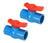 PATIKIL Valvola a sfera da 32 mm di diametro interno, confezione da 2 valvole di chiusura a innesto in PVC con maniglia facile da ruotare per il controllo del flusso dell'acqua, blu/rosso