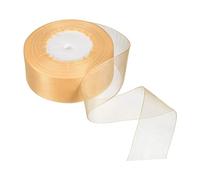 PATIKIL Velato Organza Nastro 1-37/64" 50 Iarde, 1 Rotolo Chiffon Decorazione Tessuto per Regalo Confezione Artigianato Matrimonio Bouquet, Luce Oro