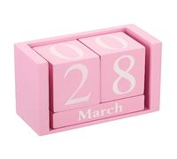 PATIKIL Vintage Legno Blocco Perpetuo Calendario, Riutilizzabile Legno Mese Data Display blocks per Scrivania Ufficio Casa Decorazione Stile 2, Rosa