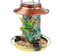 Patio mangiatoia per uccelli - mangiatore di uccelli all'aperto LED, mangiatoia sospesa uccelli selvatici | Mangiatoia per uccelli lanterna esterna con doppie porte di alimentazione, materiale
