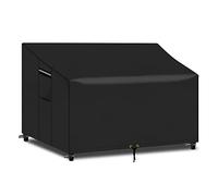PATIO PLUS BLGBC134-BKV1 - Copertura impermeabile per panca da giardino a 2 posti, con presa d'aria, 134 x 66 x 63/89 cm, resistente agli strappi, Oxford 600D (nero)
