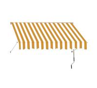 Patio Retractable Awning, Manual Exterior Sun Shade Deck Window Cover, with Manual Crank Handle Aluminum Frame Door Canopy UV Resistant(Yellow+white,2m/6.6ft)