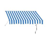 Patio Retractable Awning, Manual Exterior Sun Shade Deck Window Cover, with Manual Crank Handle Aluminum Frame Door Canopy UV Resistant(Blue+white,2m/6.6ft)