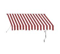 Patio Retractable Awning, Manual Exterior Sun Shade Deck Window Cover, with Manual Crank Handle Aluminum Frame Door Canopy UV Resistant(Red+White,2.5m/8.2ft)