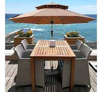 Patio Umbrella 2.7m / 9ft Seaside Table Umbrella, Outdoor Patio Garden Parasol Waterproof Sun Shade Market Umbrellas, Double Top, with Stable Base