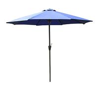 Patio Umbrella Blue Round Blackout Umbrella, Non-Fading Outdoor Sun Block Umbrella with 8 Metal Support Ribs, Crank Lift Barbecue Bar Garden Shade Umbrella