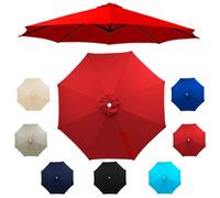Patio Umbrella for Outdoor Heavy-Duty Round, Portable Sun Shade Umbrella, Protection Air Vent Tilt for Poolside, Terrace, Beach and Outdoor Restaurant(Bright red,3.0m/6 ribs)