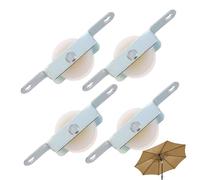 Patio Umbrella Pulley Bracket - Parasol Rope Pulley Bracket 4 Pieces | Center-Post Umbrella Single Caster Accessories | Stainless Steel+ABS 6.3cm Repair Kit | Rib Accessories Lower Pole Base Movable,