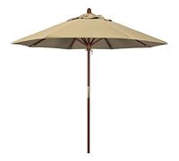 Patio Umbrella Solid Wood Patio Umbrella Outdoor, Non-Fading Sun Shade Round Market Umbrella for Garden Lawn Backyard, Sturdy & Stable