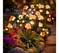 PATIOPIA Luci solari da giardino impermeabili migliorate 40 LED luci solari per esterni, luci da giardino a lucciola per sentieri, cortili, decorazione patio (4 pezzi, bianco caldo)