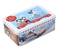 patisse 13727 - Scatola per biscotti in metallo con decoro ALSACE contenente 18 tagliapasta o porta pezzi in acciaio inox assortiti - abete, mannele, cicogna, San Nicola, campana, coppia alsaziana