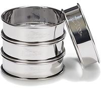 Patisse 2141 - Set di 4 Anelli per Dolci a Bordo Arrotondato, da 8 x 2,5 cm, in Acciaio Inox, Colore: Argento