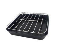 patisse 72855 - Set di stampi quadrati in acciaio rivestito senza PFAS, 20 cm + griglia di cottura in acciaio inox 20 cm per friggitrice ad aria calda, aria friggitrice XL & XXL