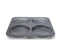 patisse Stampo forato per panini per hamburger, rivestimento antiaderente, 4 cavità rotonde da 12 cm ciascuna, dimensioni padella 28 x 28 cm, profondità 2,5 cm, medio, nero