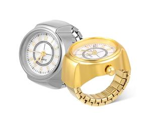 PATKAW Orologio da Dito Vintage in Lega 2 Pezzi, Anello Orologio Resistente e Non Facile da Rompere, la Festa della Mamma del Papà
