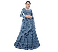 PATLANI Letest Design catena ricamata con Stone Work Woman s Flered Lehenga choli.(Semi Stitched), Blu scuro, taglia unica
