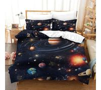 PATO FLIGHT Galaxy Set Copripiumino Con Stampa 3D Set Di Biancheria Da Letto Con Chiusura A Cerniera, in Microfibra Morbida 3 Pezzi Con Federe Per Bambini E Adulti Single（140x200cm）