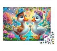 Pato Pareja 1000 Piece Recycled Cardboard Escena de jardín floral Jigsaw Puzzle Adult Concentration Training Office Break Great Gift for Puzzle Enthusiasts 52x38cm/1000pcs