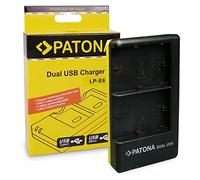 PATONA 1968 - Caricabatterie dual USB per batterie Canon LP-E6 e LP E6N, Nero