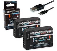 PATONA 2x PLATINUM LP-E17 Batteria 1000mAh USB-C Input compatibile con Canon EOS RP R8 R10 R50 R100 200D 250D 750D 760D 770D 800D 850D 8000D M3 M5 M6 Mark II Kiss X8i X9 Rebel SL2 SL3 T6i LPE17 LP E17
