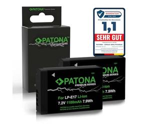 PATONA 2x PREMIUM LP-E17 Batteria 1100mAh compatibile con Canon EOS RP R8 R10 R50 R100 77D 200D 250D 750D 760D 770D 800D 850D 8000D M3 M5 M6 Mark II Kiss X8i X9 Rebel SL2 SL3 T6i LPE17 LP E17