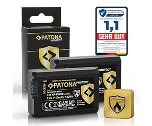 PATONA 2x PROTECT NP-FW50 Batteria 1100mAh con custodia protettiva V1 compatibile con Sony Alpha 7 5000 6000 6300 6400 6500 A7 A7S A7R A7II DSC RX10 Mark II III IV RX1R III RX1RM3 NEX 3 5 6 C3 F3
