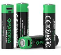 PATONA 4x AA Mignon batterie ricaricabili USB-C, 1,5V 3000 mWh | Da 2000 mAh, per controller, giocattoli, telecomandi, flash e mouse, cavo USB-C 1-a-2 incluso, niente caricatore esterno