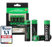 PATONA 8x Premium Mignon AA batterie, 3000mWh 1.5V 2000mAh, ricaricabili tramite USB-C 350mA, Cavo-USB-C 1-a-2 - Oltre 1.000 cicli di carica per fotocamere, telecomandi e torce elettriche