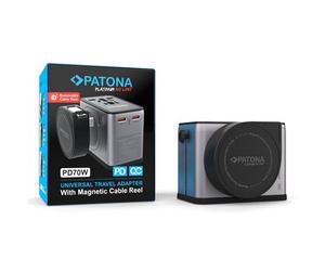 Patona Adattatore da viaggio universale Platinum PD70W con avvolgicavo magnetico: 3 porte USB-C e 1 porta USB-A