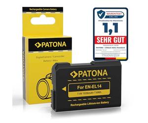 PATONA Batteria EN-EL14 1030mAh - ricambio per Nikon EN-EL14/EN-EL14a - compatibile con D3100-D3500, D5100-D5600, Df, Coolpix P7000-P7800 - si ricarica nel caricatore originale