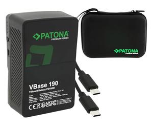 PATONA Batteria Premium V-Mount da 190 Wh VBase 190 - PD100W USB-C per video con D-Tap USB-A & V-Lock - Batteria cinema professionale per fotocamera, monitor e luce LED, con custodia rigida
