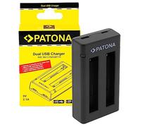 PATONA Caricabatteria Doppio, Micro-USB & USB-C Input compatibile con Insta360 X3 CINAQBT/A Action Cam