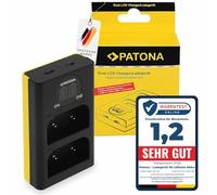 PATONA Caricabatterie Dual-LCD (USB-C/Micro-USB) per batterie Olympus BLX-1 | Mini caricabatterie da viaggio per OM System OM-1, OM1 Mark II, OM-3, OM3, con cavo USB