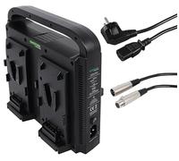 PATONA Caricabatterie Quattro Slot compatible con Sony BP-95W BP-GL65 BP-190WS, JVC GY-HM850E batterie vmount, funzionamento in parallelo, cavo XLR a 4 Pin, per LED, camcorder e monitor