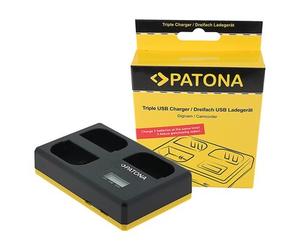 Patona Caricatore triplo USB per Canon LP-E6