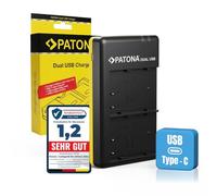 PATONA Dual Caricabatterie USB-C per Panasonic DMW-BLF19 BLF19E Batteria | Mini caricaore da viaggio per Lumix DC G9, GH5, GH5S, DMC GH4, GH3, Sigma BP-61, con cavo USB