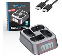 PATONA Platinum USB-C PD & QC Caricatore rapido a 4 scomparti per batterie LP-E6 LP-E6N LP-E6NH LP-E6P - 45 W 4 canali funzione di ricarica compatibile con Canon XC10 XC15 EOS R R5 R6 R7 5D Mark II